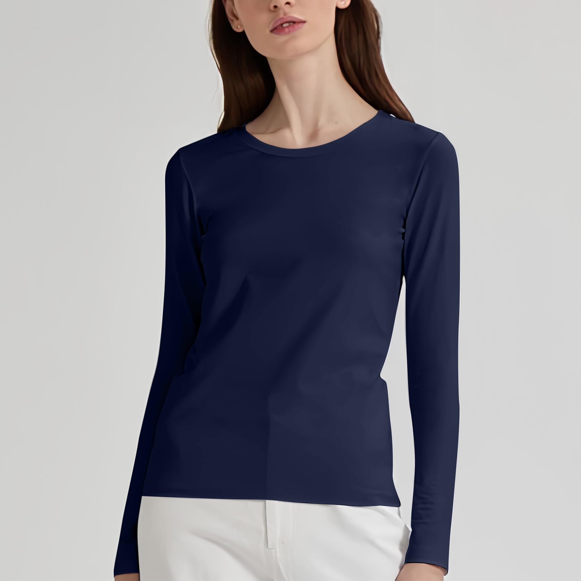 LiKing Maglietta a Maniche Lunghe Donna con Scollo Tondo Cotone 3er Pack 6151