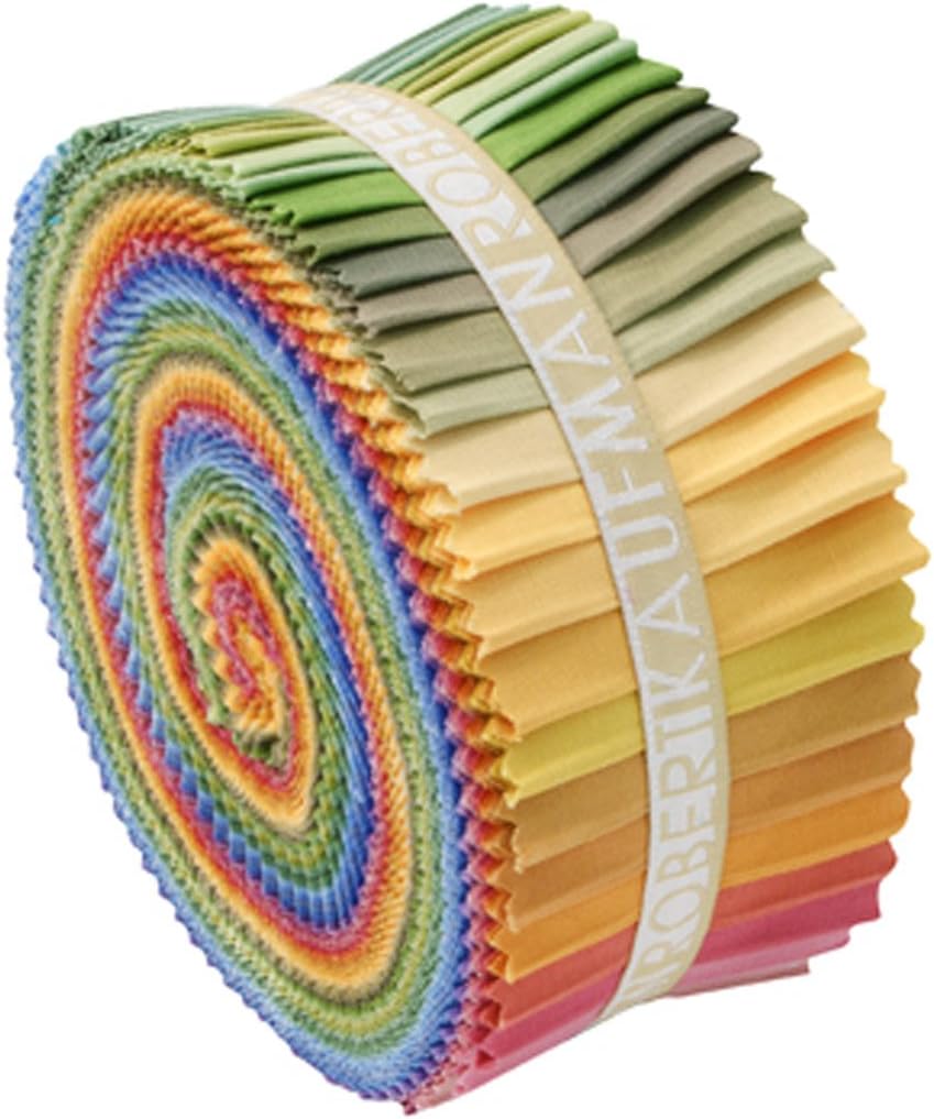 Robert Kaufman KONA Cotton Solids New Dusty Roll up 2.5" Fabric Strips Jelly Roll RU-229-41