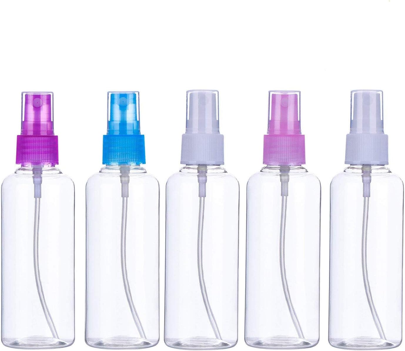 Senkary 5 Pieces Empty Spray Bottles Plastic Transparent Fine Mist Spray Bottles Travel Bottle Set (100 ml)