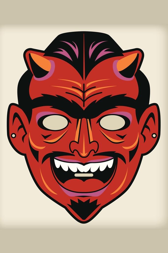 Amazon.com: Laminated Devil Satan Vintage Mask Costume Cutout