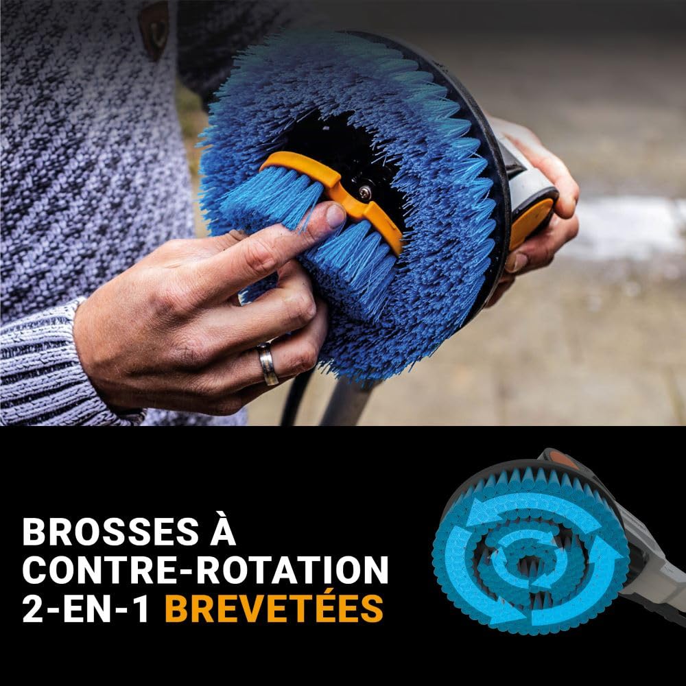 Batavia 18V Twin Brush – Brosse électrique sans Fil Brushless, Étanche IPX7 – Système de Brosses contrarotatives, Tête réglable – avec Batterie 2.0Ah et Chargeur - Plateforme de Batterie Maxxpack
