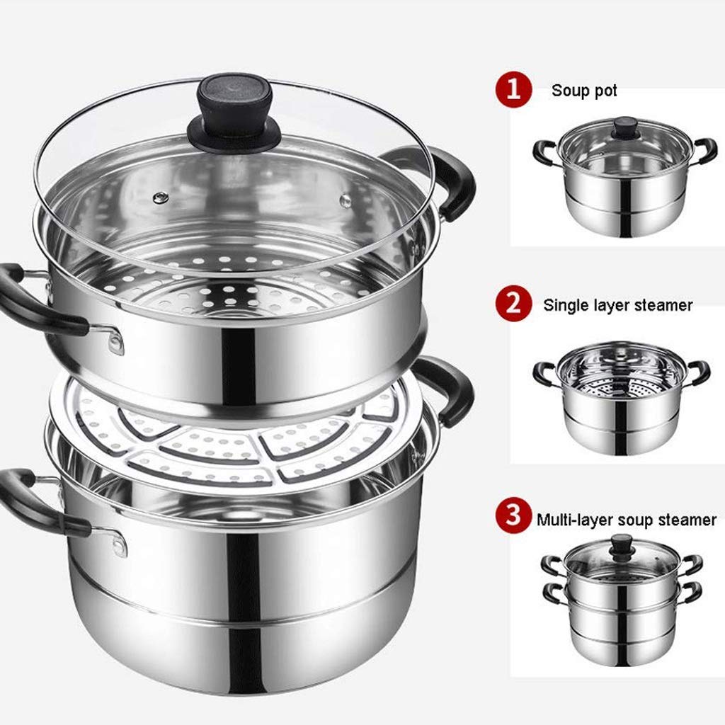 Vaporera Universal de Acero Inoxidable con Tapa, Vaporera Multiusos de Acero Inoxidable con Tapa Utensilios de Cocina