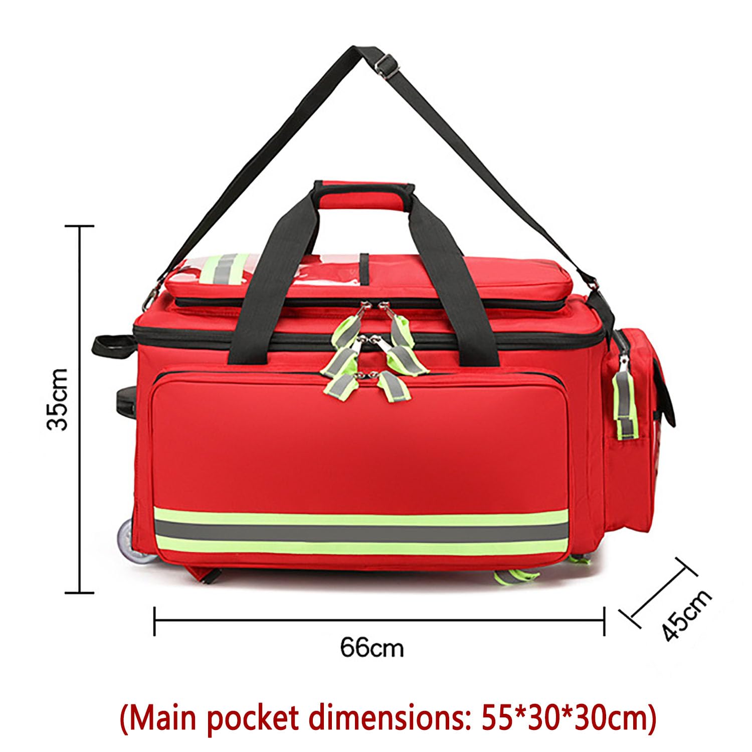 Maletín Médico Portátil Con Ruedas, Kit De Emergencia De Gran Capacidad, Capas Desmontables Y Diseño Reflectante De Seguridad Para Atención Médica Domiciliaria, Estudiantes De Enfermería, Médicos