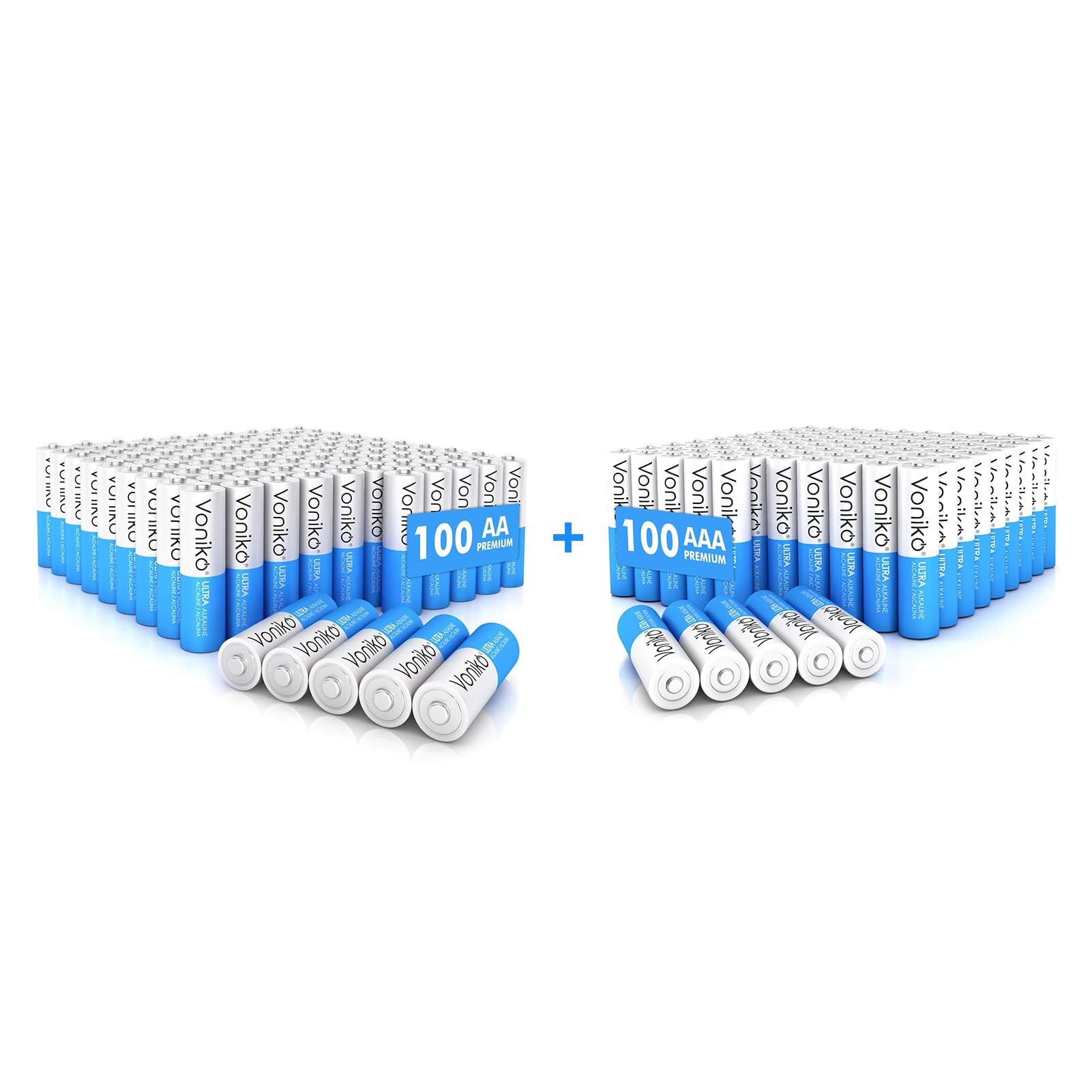 Voniko - Premuim Alkaline Battery - AA Battery 100 Pack AAA Battery 100 Pack - Ultra Long Lasting