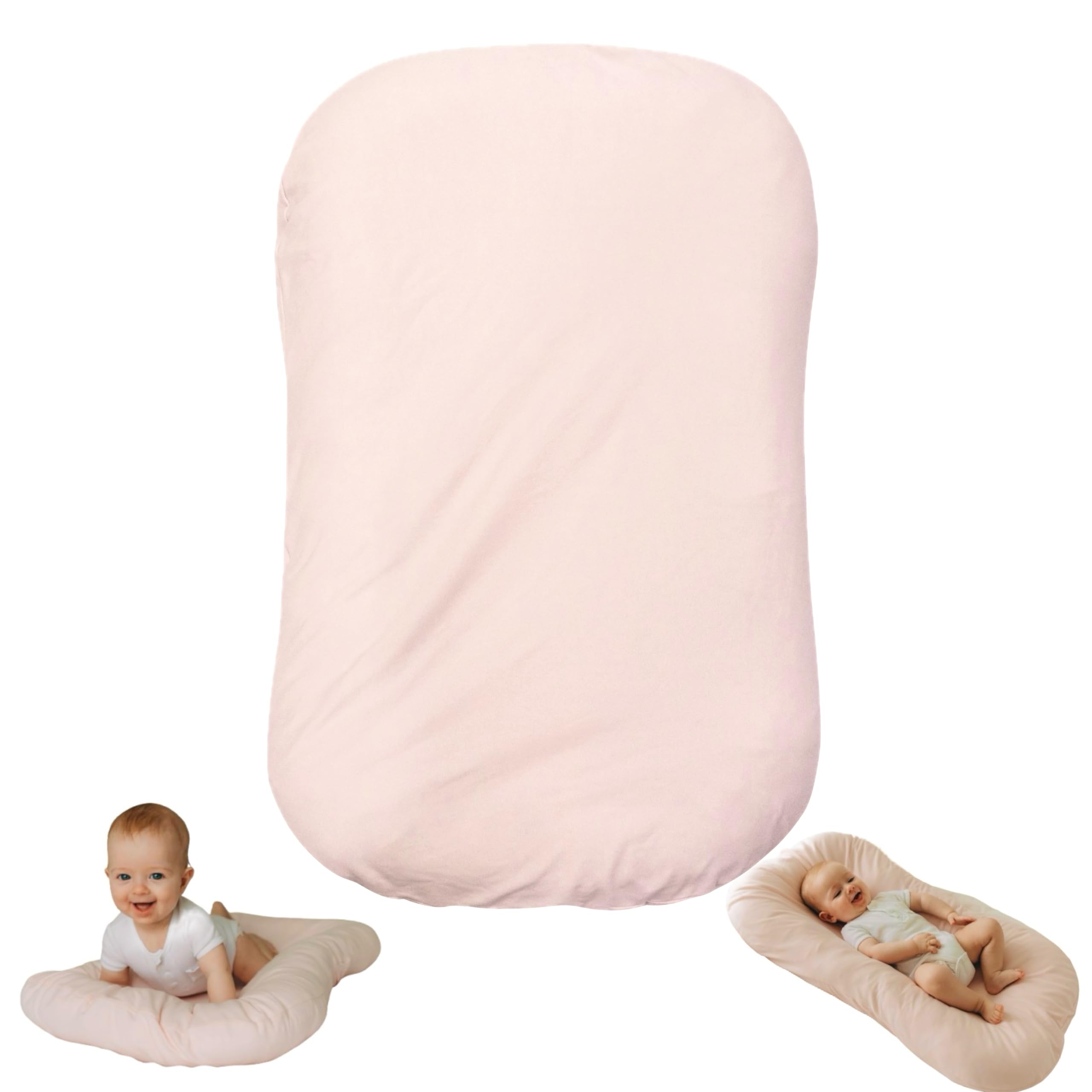 Tumbona para bebé Aila Aiden de algodón orgánico, ajustable, portátil, para el suelo, suave, transpirable, funda lavable, colección Snuggle, color rosa