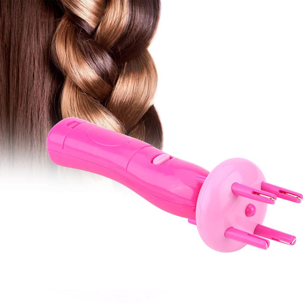 MAKINGTEC Automatic Hair Braider, Electric Hair Braid Device, Automatic Hair Braiding Tool, Twist Braid Knitted Hair Styling DIY Convenient Twist Braid Hair Braiding Tool for Girl's Headdress, Pink