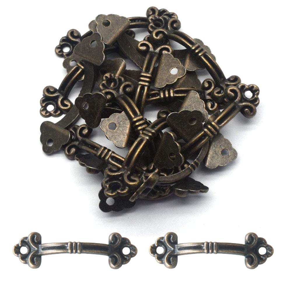 Laide Vintage Mini Jewel Case Pull Handle Zinc Alloy for Gift Box Knob Hardware Decorative Accessories 30 Pieces（Bronze）