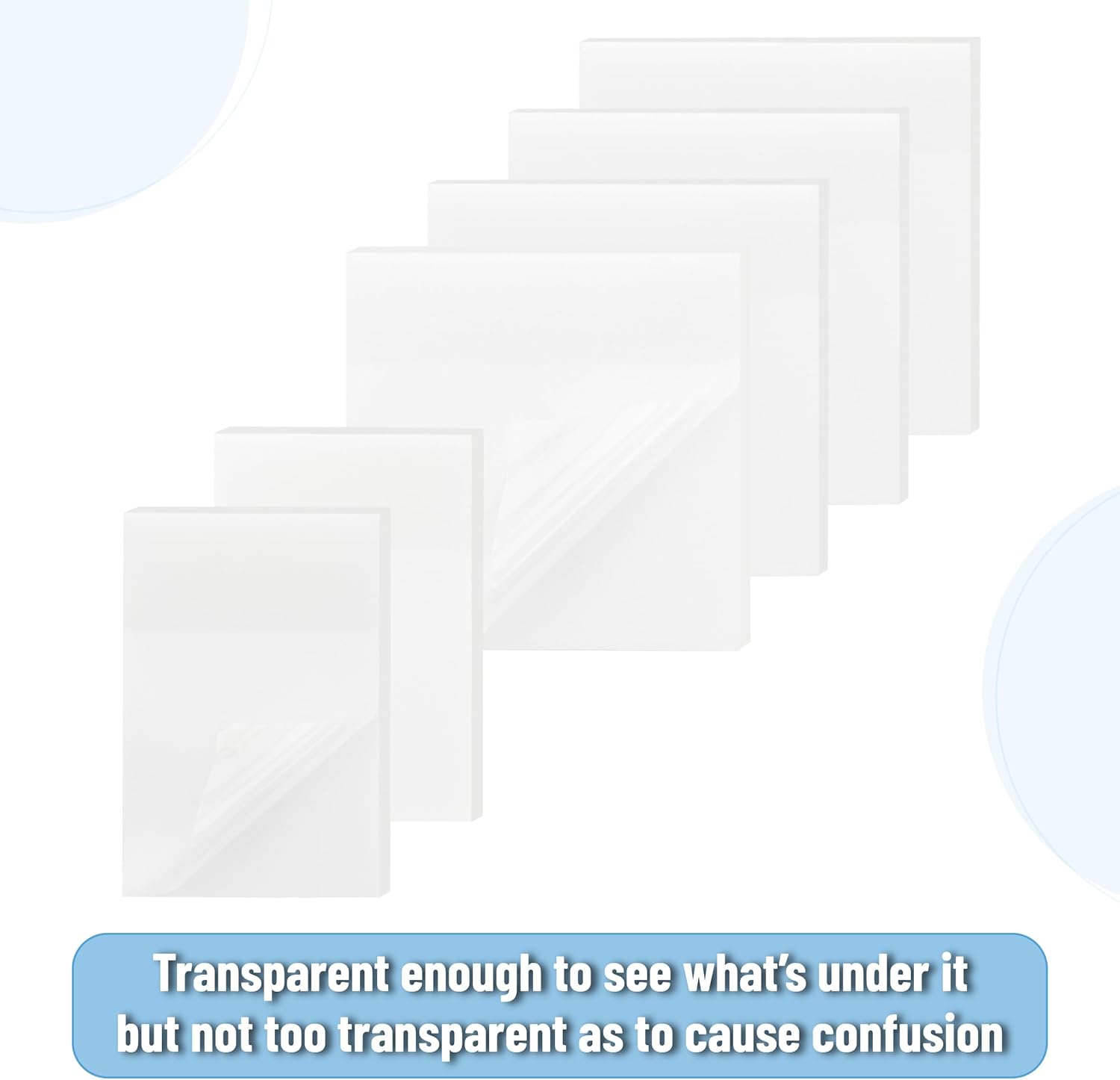 Mr. Pen- Transparent Sticky Notes Set, 1000 Sheets, 6 Sizes image 3