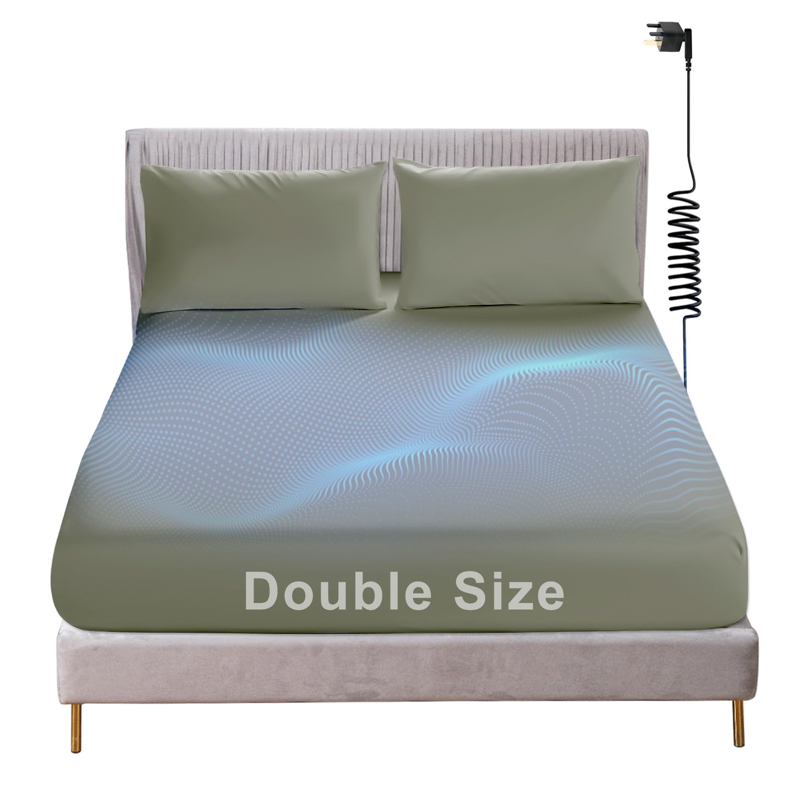 Grounding Fitted Sheet, Earthing Sheets Double Size with 15ft UK Cord, Grounding Bed Sheet with 5% Silver Fiber & 95% Organic Cotton for Improving Sleep, Better Working (135x195cm) — image 1
