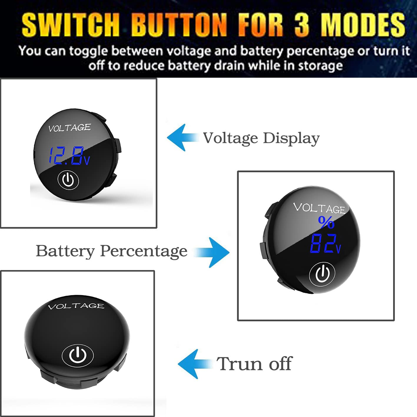 DC 12V 24V LED cyfrowy woltomierz wodoodporny miernik napięcia tester baterii dla samochodu łódź morze motocykl ciężarówka Camper ATV z niebieskim światłem ekran cyfrowy panel dotykowy
