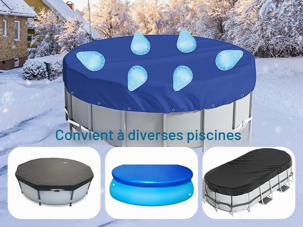 Lot de 10 poids de couverture de piscine - Sacs à eau de piscine - Poids d'eau avec crochets - Sac suspendu épais en PVC pour couverture de piscine - Sac à eau de piscine d'hiver - Pour