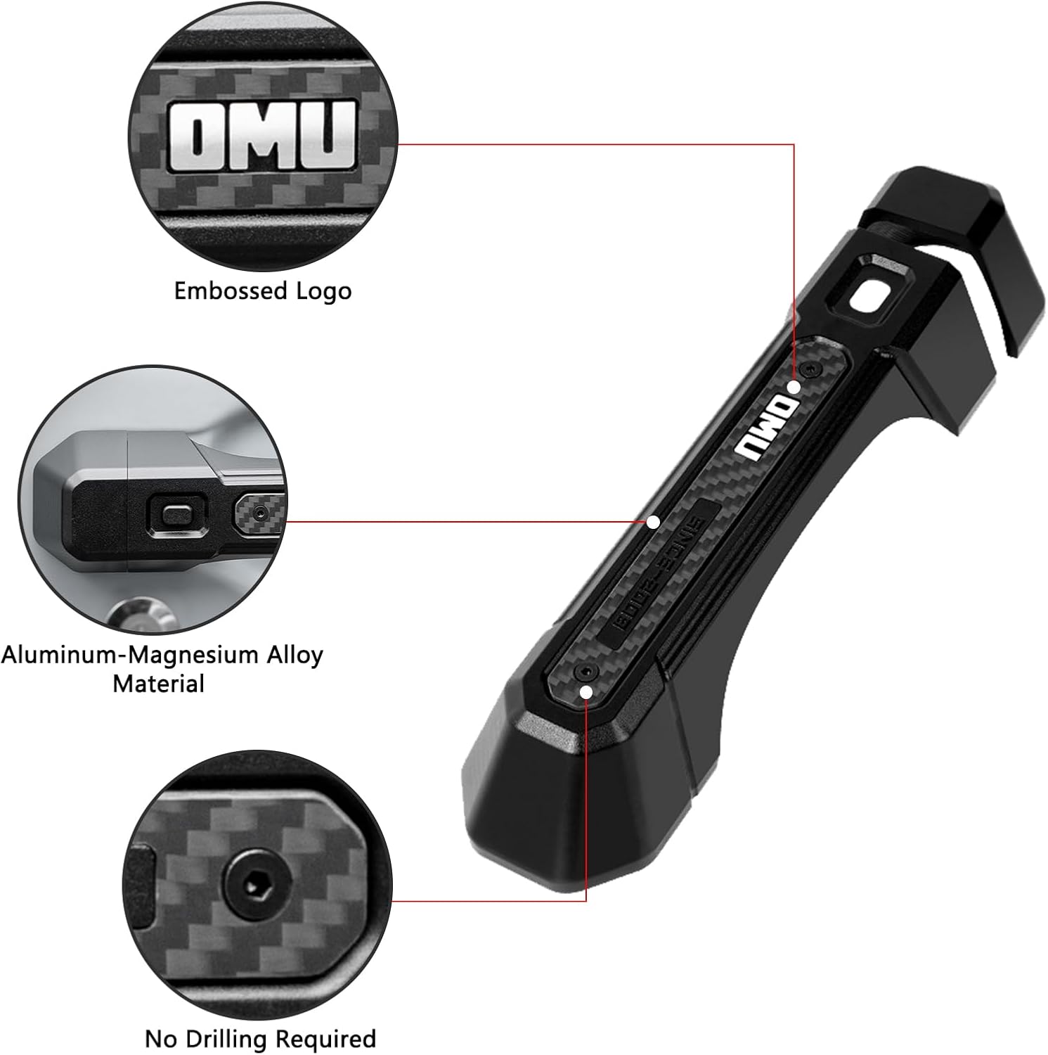 OMU Genesis Series Aluminum Door Handle Cover to 4 Doors Compatible with 2018-2024 Jeep Wrangler JL & 2020-2024 Jeep Gladiator JT Metal Door Handle