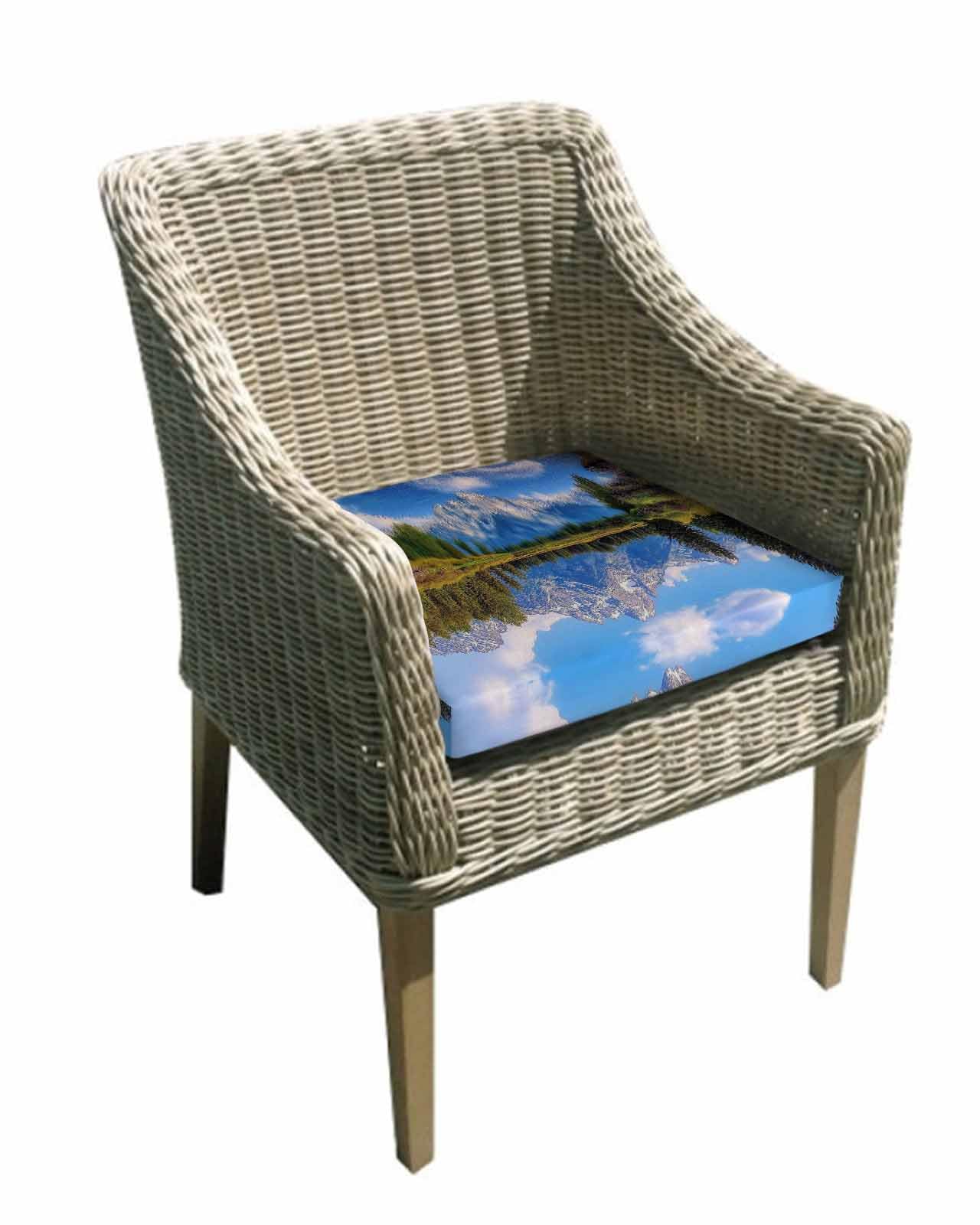 Hokiten Blue Mountain Outdoor Cushion Chair Cover Set of 4 - Waterproof Couch Seat Covers, Green Forest Modern Art Pastoral Patio Furniture Protector Cushions Slipcovers for Sofa/RV, 22