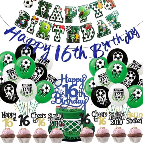 16th Birthday Party Decorations Supplies Banner Balloons Cake Topper Cake Decorations (Suitable for 16th birthday)