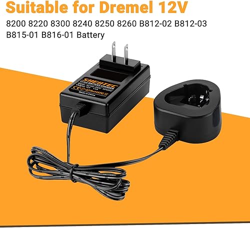 Miniatura 2 de Shentec Cargador de batería de iones de litio de 12 V compatible con Dremel 12V 8200 8220 8300 8240 8250 8260 B812-01 B812-02 B812-03 B814-01