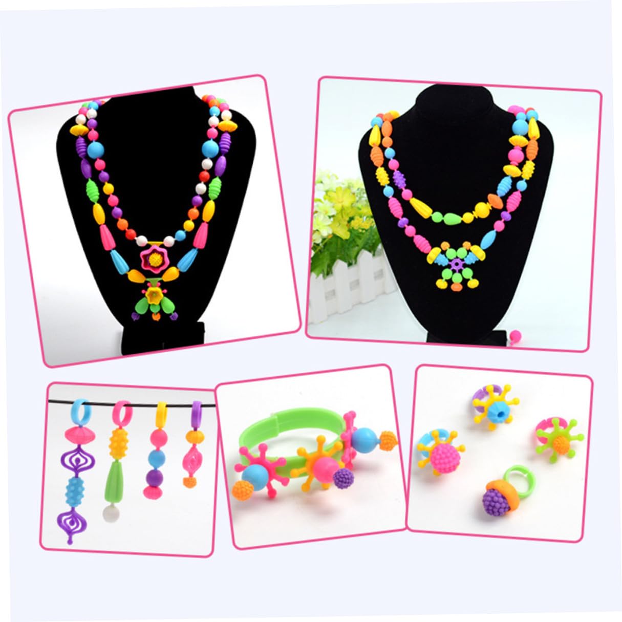 Beaupretty Kit de Pulseras para Niñas Cuentas de Plástico, Caja Portátil y Materiales para Manualidades Creativas y Decoración Infantil