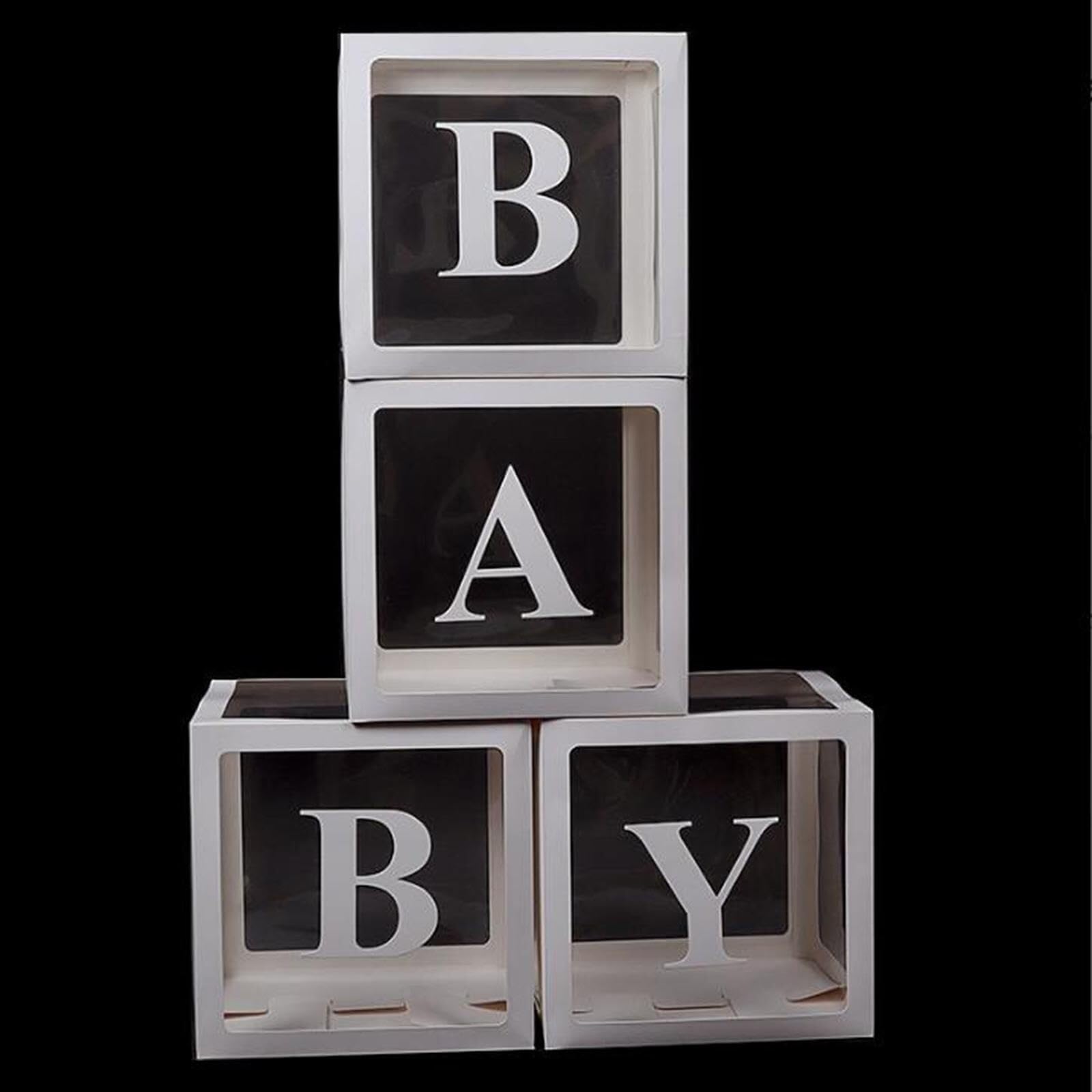 4 Stück Ballonboxen Babyboxen, Recycelbar, PVC, Faltbar, Buchstaben-Sets | Vielseitiges Dekorationsset Aus Umweltfreundlichem Kunststoff Individueller Beschriftungsmöglichkeit
