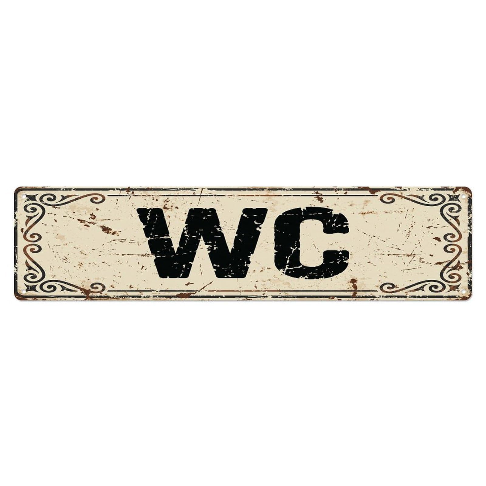 Weathered Nostalgic Brewery Restroom Toilet(WC) Door Metal Tin Sign Plaque Wall Decor for Cafe, Club Bar, Office, Home Garden Metal Poster 4x16Inch