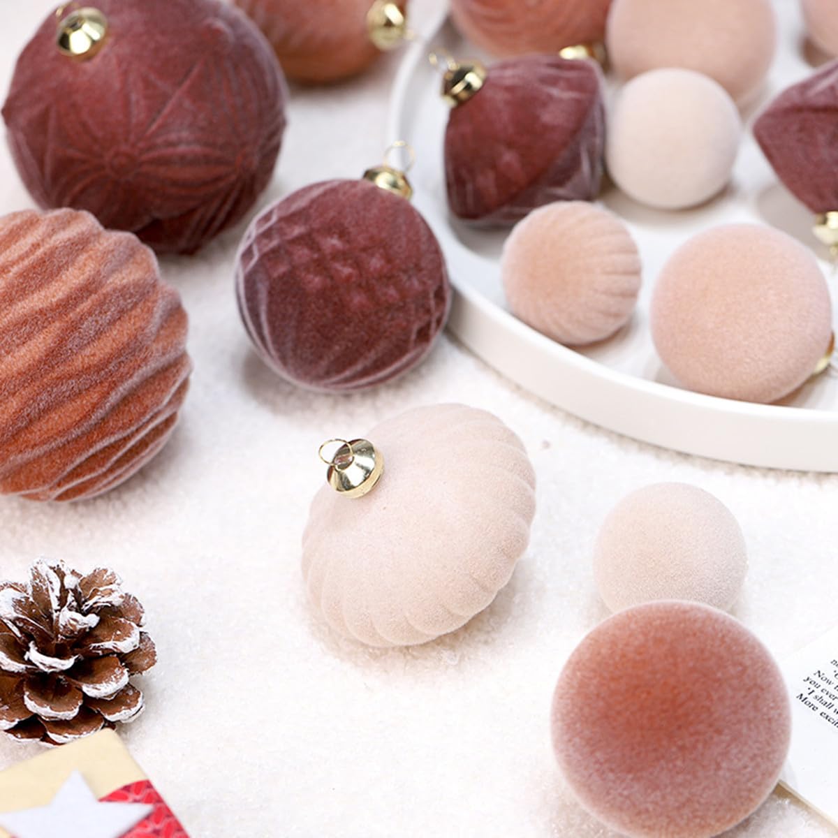 35 pezzi ornamenti natalizi palline di palline floccate palline albero di natale decorazioni pendenti for decorazioni natalizie for feste di albero di natale Set di ornamenti natalizi,(Wine Red)
