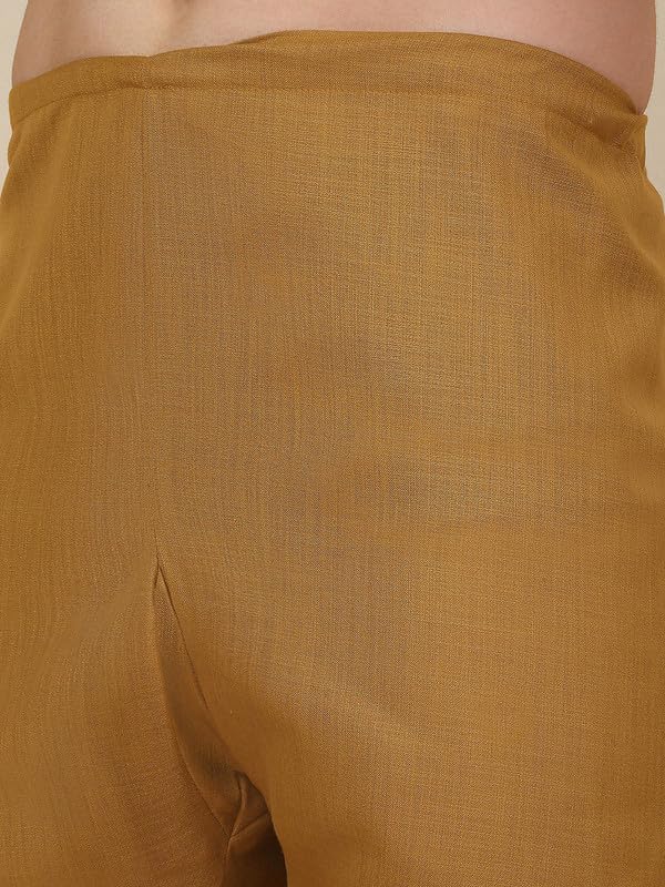 Image of KRAFT INDIA Men's Cotton Pathani Kurta With Drawstring Salwar Set