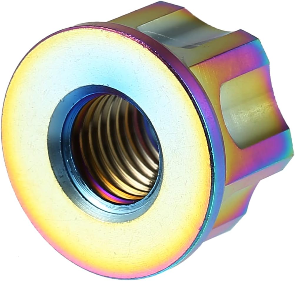 Motoforti 6pcs Titanium Alloy M10 Pitch 1.25mm Flange Bolt Nut for Bicycle Motorcycle Motor Bike Rear Wheel Axle Sprocket Car Modification Bright Color