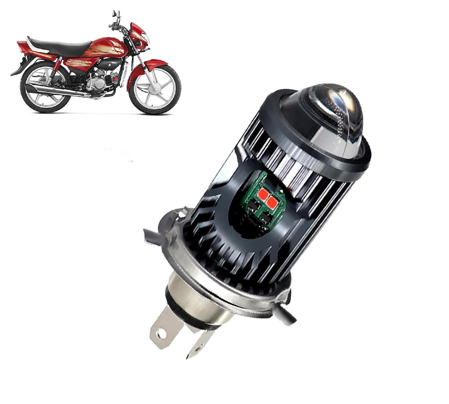 Auto Pearl Motorcycle H4 35W LED Headlight Dual Beam White and Yellow light and Red-Blue light with Flashing mode compatible with CD deluxe (Pack of 1)-image-34
