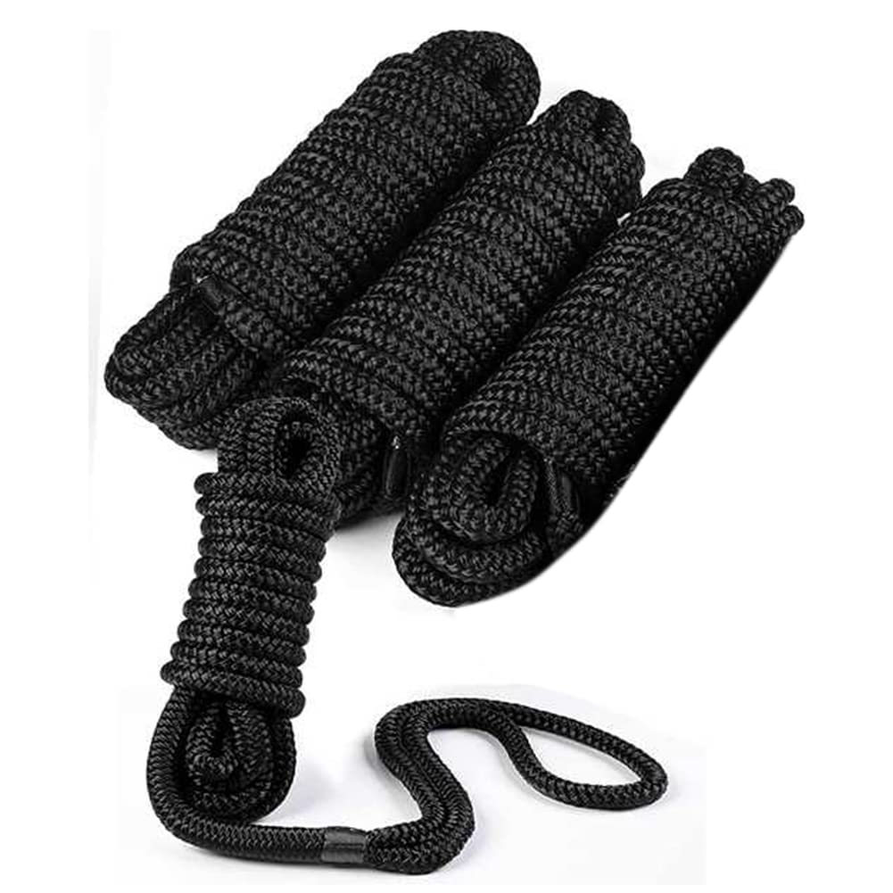 Bootsleine 4-teiliges doppelt geflochtenes Nylon-Anlegeseil for Boote (3/8 Zoll x 15 Fuß), Boots-Festmacherleine for Anlegen von Bootszubehör