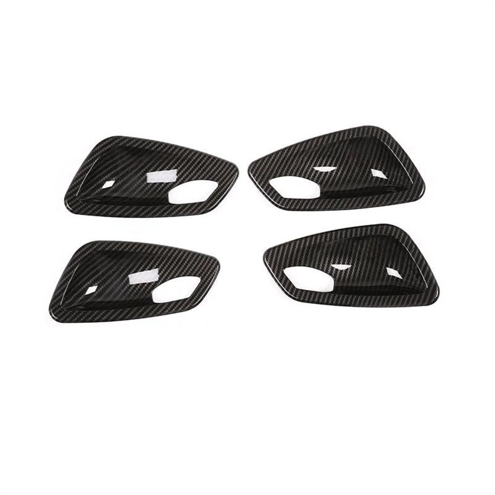 Qibbei Carbon Fiber 4Pcs Car Interior Abs Carbon Fiber Door Inner Bowl Cover Decoration Sticker For 3 Series E90 2005-2012 Stickers(Carbon Fiber 4Pcs)