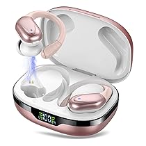 CASCHO Cuffie Bluetooth, Auricolari Bluetooth 5.3 con Gancio per Orecchio, 60H con Indicatore LED per Cassa di Ricarica, Chiamata ENC HD, Vestibilità Comoda, Basso Profondo, IPX7 Impermeabile(Rosa)
