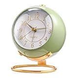 Analog Alarm Clocks,Retro Backlight Cute Simple Design Small Desk Clock with Night Light,Silent Non-Ticking,Battery Powered,for Kids,Bedroom,Travel,Kitchen,Bedside Desktop.(Green)