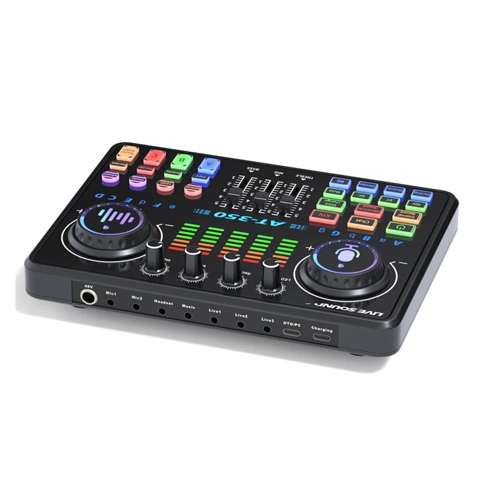 Tarjeta De Sonido En Vivo AT350, Equipo De Podcast, Micrófono Bluetooth, Mezclador De Audio, Mezcladores De Sonido, Cambiador De Voz For Transmisión En Vivo Y Karaoke