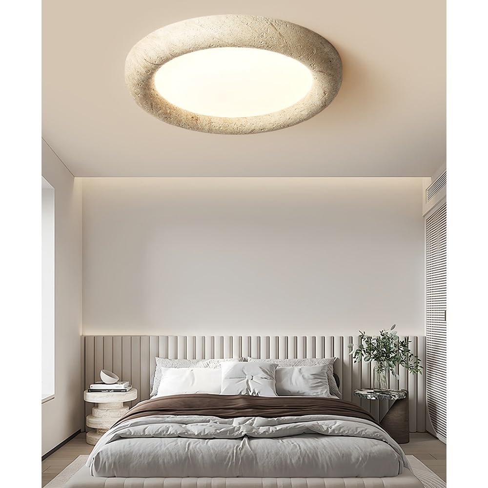 Okrągła Lampy Sufitowa LED Z Połowy Wieku Do Montażu Podtynkowego, Marmurowa Lampy Sufitowa Z Kamienia Naturalnego Do Sypialni, Salonu, Łazienki, Wiejskiego Domu(30 cm/11.81 inches)