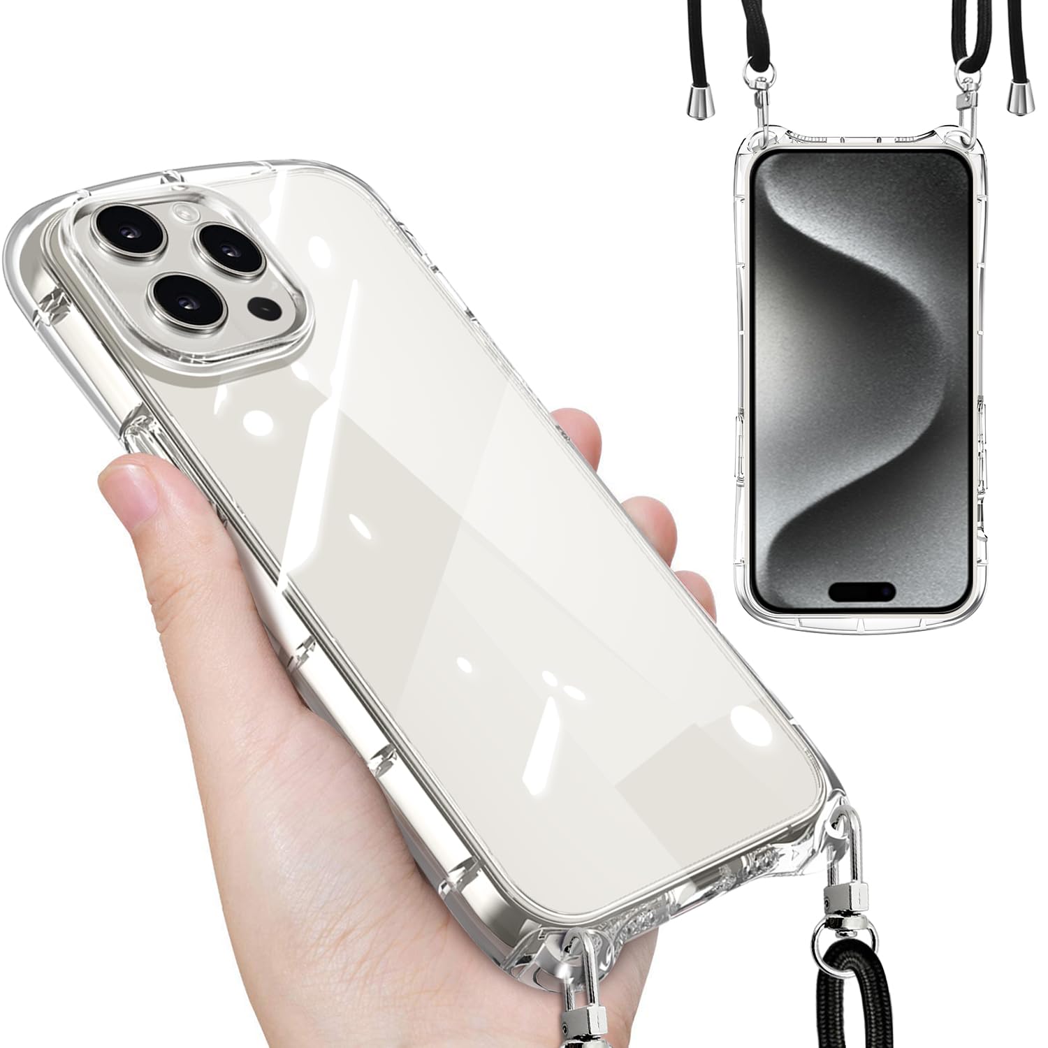 Amazon.co.jp: Yidahe iPhone 15 Pro 用 ケース クリア ショルダー 