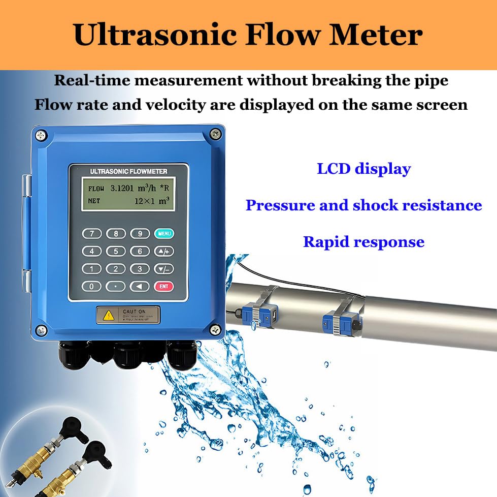 Ultrasonic Flow Meter,Portable Clamp on Flowmeter,Digital Ultrasonic Flow Meter,Digital Liquid Ultrasonic Flow Meter, DN15mm-DN6000mm,TM-1(DN50-DN700)