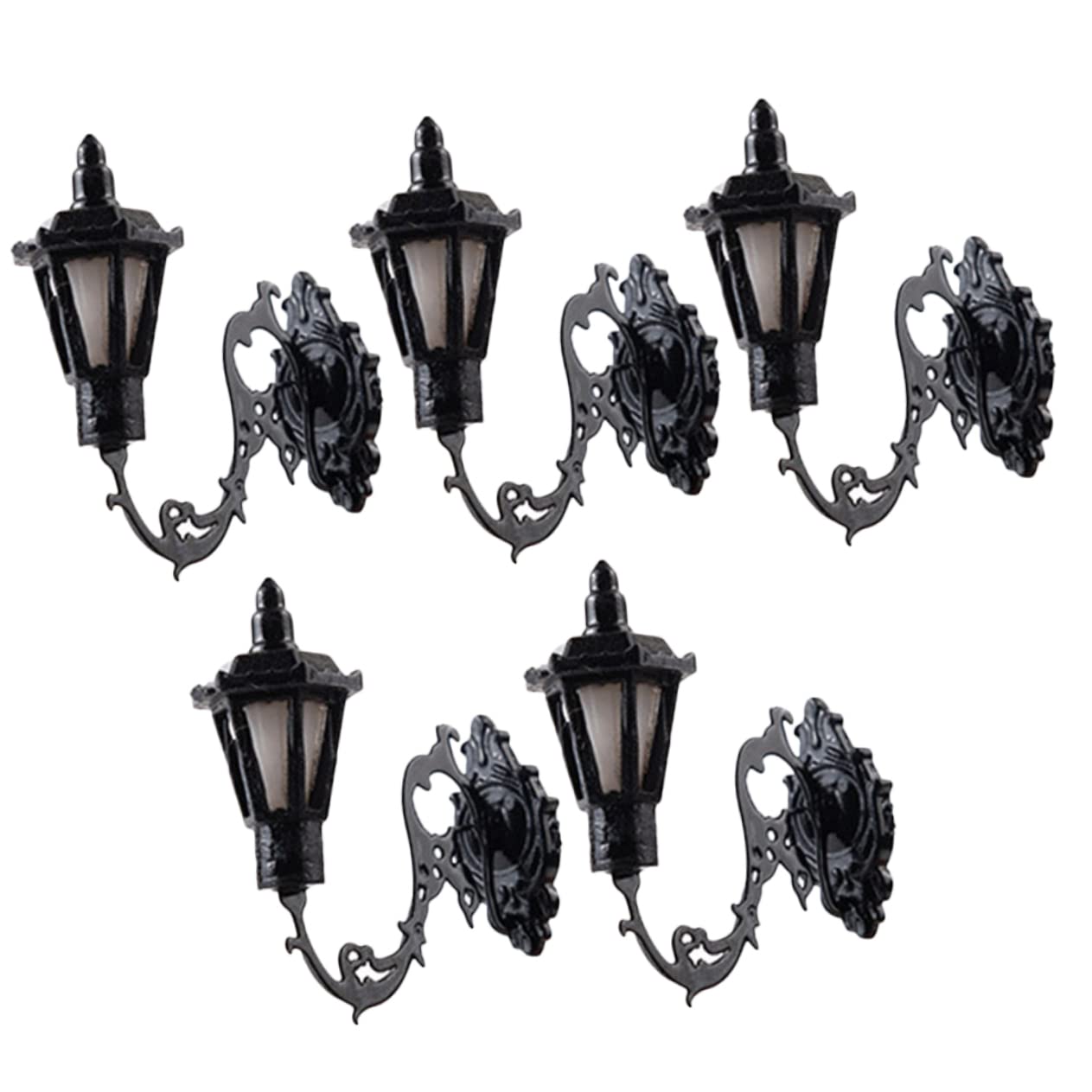 Vaguelly 5pcs Miniature Wall Lamp Scale Moss Landscape Lighting for Sand Table Model Decor Stylish Accessory Warm Light