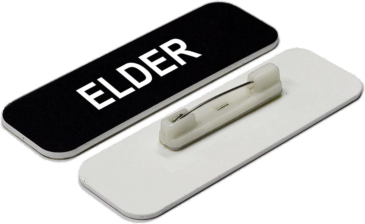 Elder 1 x 3 Name Tag, Black (10 Pack)
