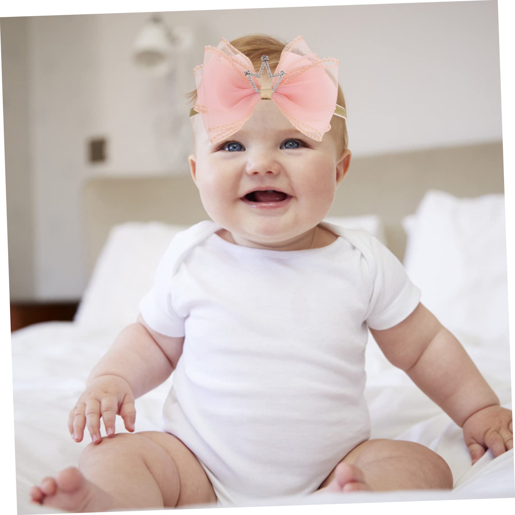 8pezzi Fascia Per Neonata Coroncina Accessorio Fotografico Per Battesimi e Speciali e