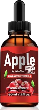 NutraRize Apple Drops Max, Official AppleDrops Liquid Formula - Naturally Supports Healthy Circulation, Stable Levels and Energizes the Body, Official Apple Detox Gotas Review 30 Servings