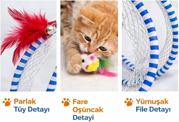 Kedi Tüneli Oyuncak Spiral – İnteraktif Kedi Oyuncağı – Fareli ve Tüylü Tasarım – Katlanabilir Kedi Tüneli – Kediler İçin Oyun ve Enerji Atma Oyuncağı – Dayanıklı Tasarım