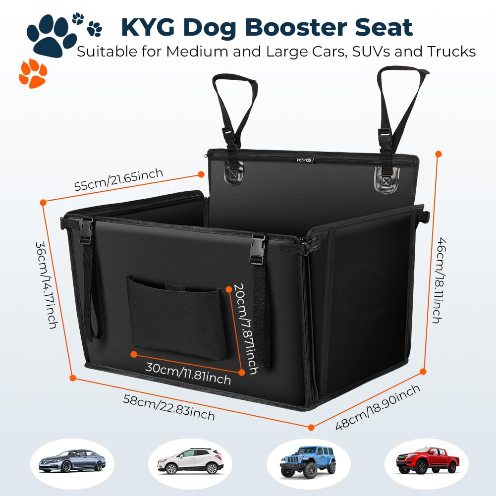 KYG Hunde Autositz Extra Stabiler Wasserdichter Rutschfester Haustierautositz Kratzfester mit 4 Befestigungsgurten für die Rückbank Verstärkter Hundesitz Auto M（58 x 55 x 36cm）