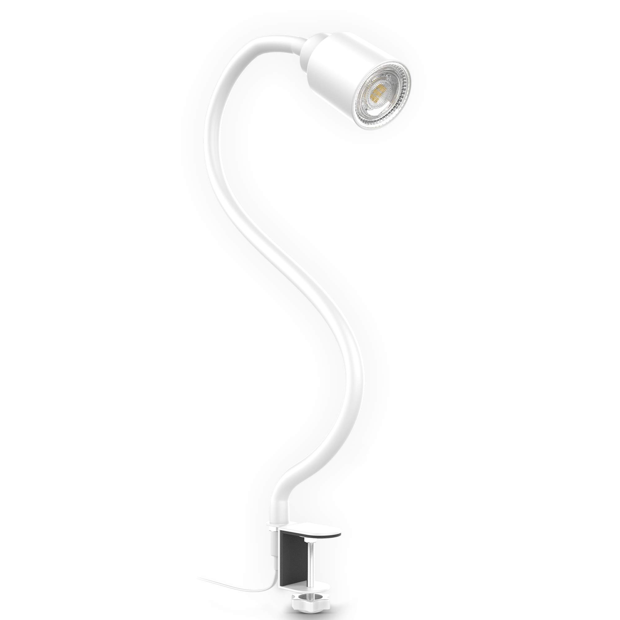 B.K.Licht - Lámpara de pinza LED - Lámpara de escritorio con bombilla GU10 de 5W - Lámpara de cuello de cisne - blanco 54,5 cm