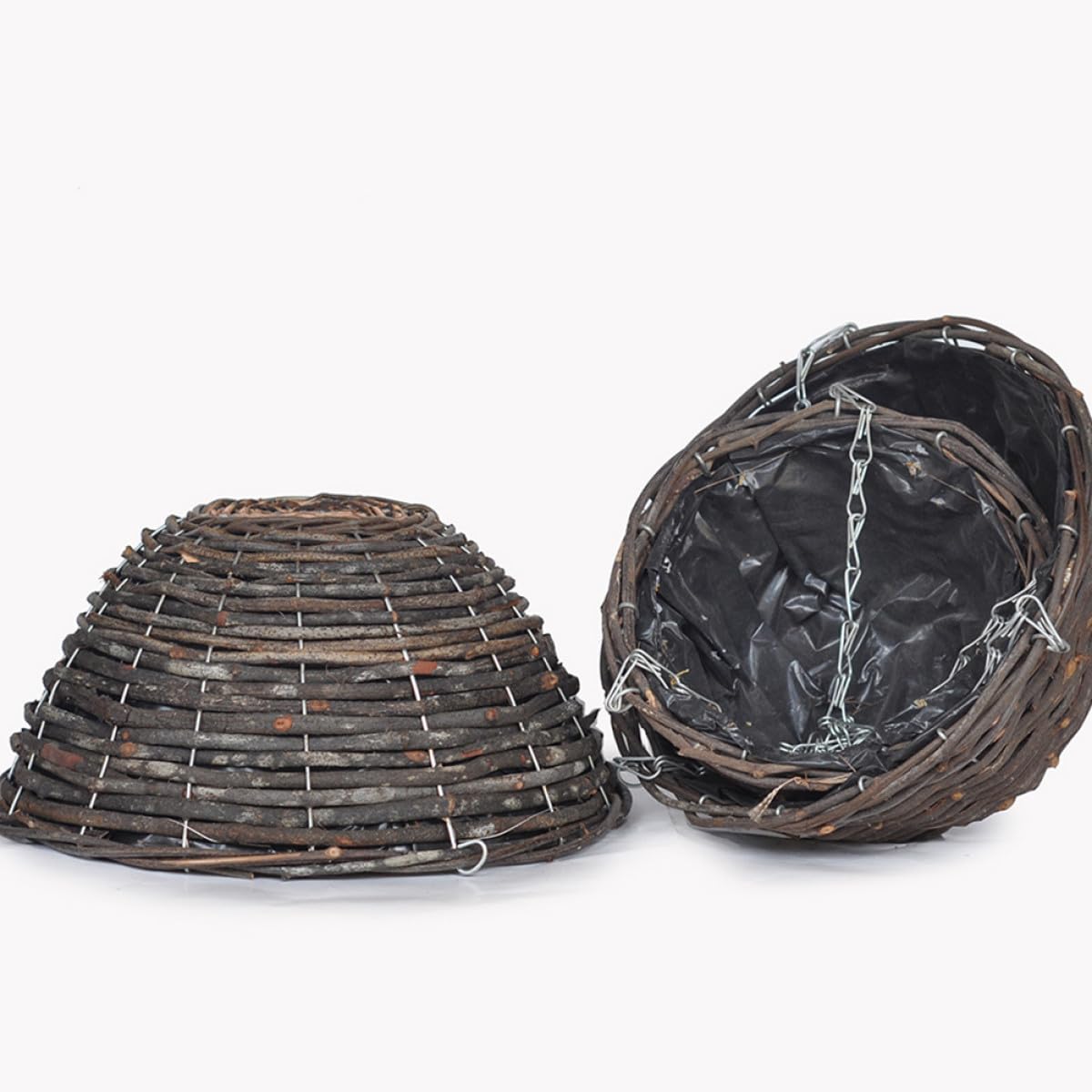 Vasi Sospesi in Rattan e Metallo 30 CM 2 Pezzi, Fioriera da Balcone per Piante Grasse e Fiori, Decorazione Casa e Giardino, Facile da Appendere, Design Naturale e Resistente