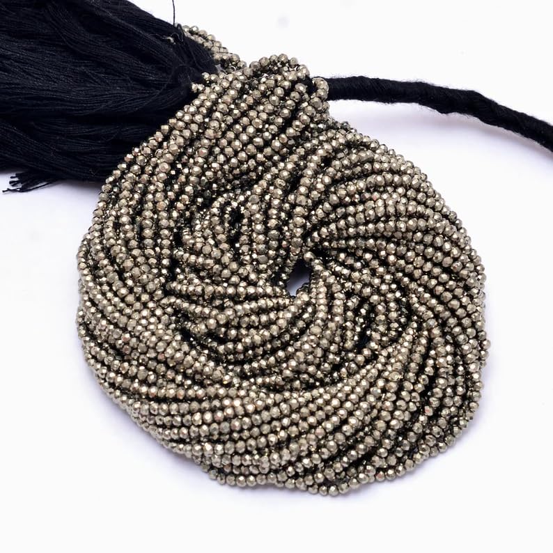 Pyrite naturelle 2mm résiliente pour créations de bijoux sans faille - 3