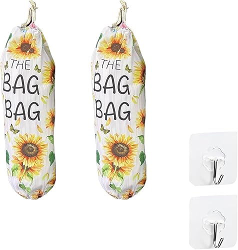 Miniatura 1 de Meprotal 2 soportes para bolsas de girasol para cocina, organizador de bolsas de plástico grande, soporte de pared para compras, bolsas de basura,