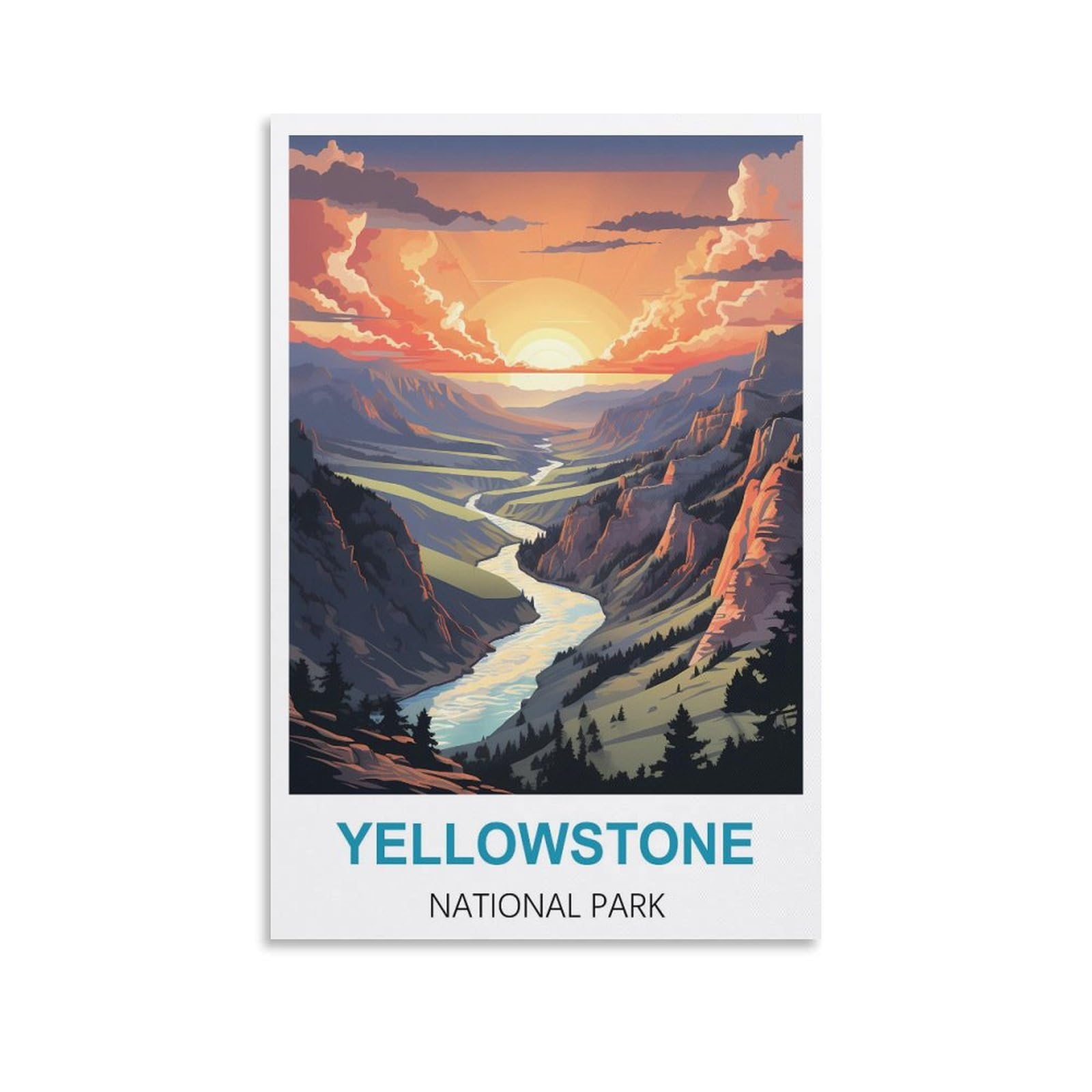 Hsayyiii Unframe-Style Yellowstone National Park Vintage Travel Posters 16X24inch(40X60cm) Canvas Art Poster And Wall Art Picture Print Bedroom Decor