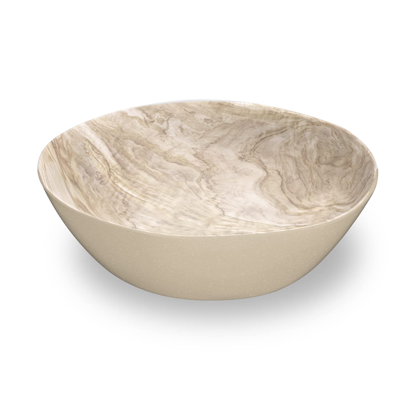 Abode Homewares Faux Real Desert Wood Serve Bowl, 12”, 142-Oz., Planta (Majority Plant Based Melamine Material), Indoor/Outdoor