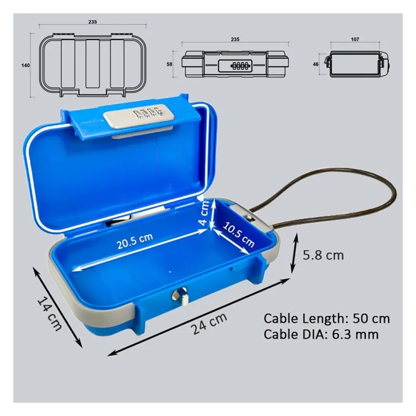 Coffre De Rangement Portable avec Serrure À Code 4 Chiffres