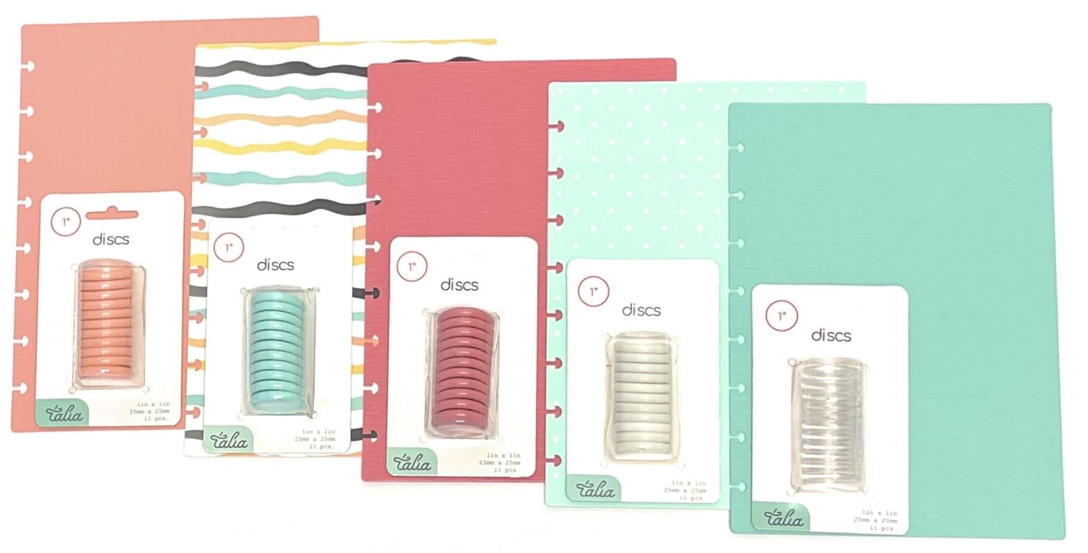 Talia Junior Size Disc and Covers Set 25 - Salmon w/Salmon, Colorful Stripes w/SB, Canyon Clay w/CC, Sage Green w/Clear, Teal Polka Dot w/White