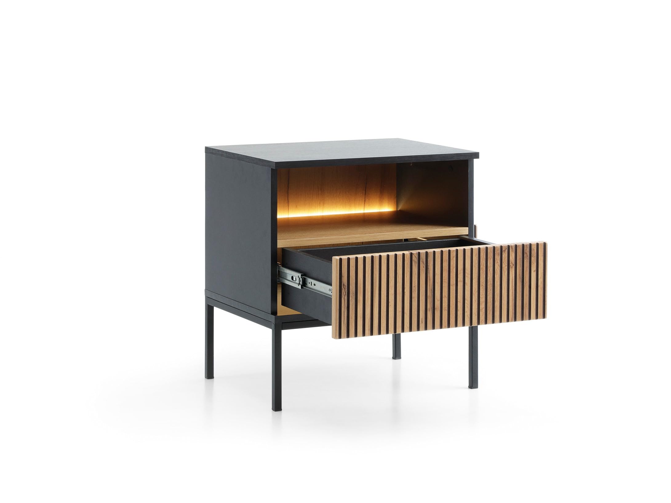 MINIO go for it - Table de Nuit Sienna 54 cm avec LED et 1 tiroir