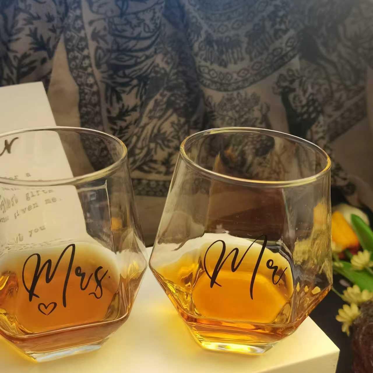 Mr and Mrs Wine Glasses for Bride and Groom -Gifts for Bridal Shower Engagement Wedding and-Married Anniversary-His & Hers wine glasses set of 2 Engagement Gift，wedding gifts for Couples 2025 - Image 3